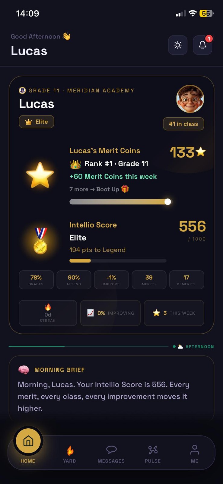 Student app with Intellio Score
